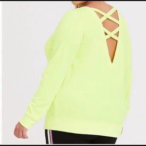 Torrid Neon Yellow Active Lattice Sweatshirt size 3